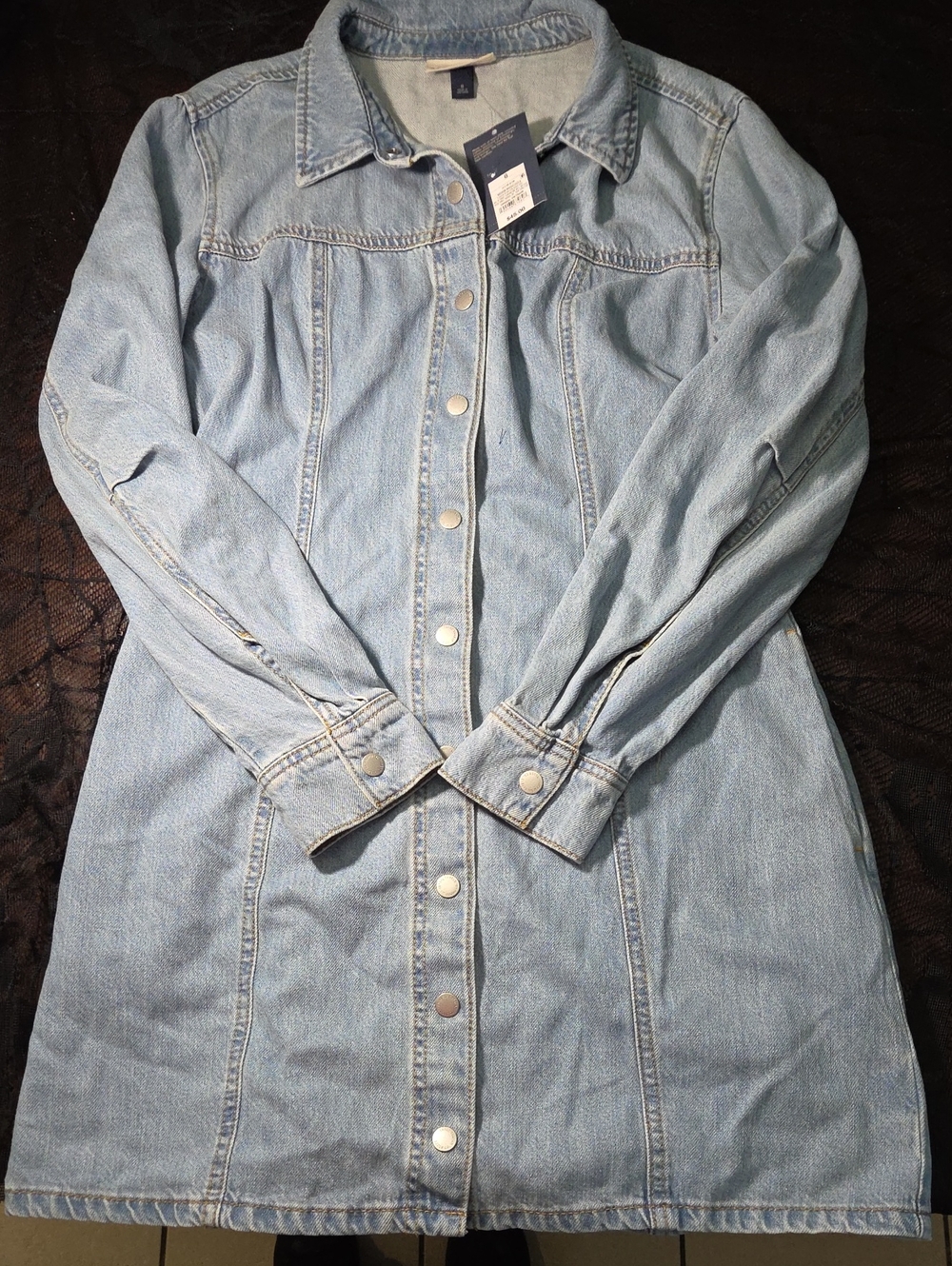 Universal Thread Women's Long Sleeve Mini Denim Shirtdress - Light Wash Size 8